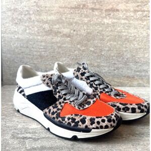 Oasis Society Women's Leopard & Orange Sneakers Golden Goose Style NWOT Size 8